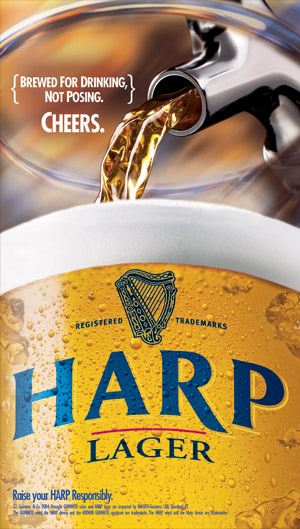 Joseph Ehlinger Copywriter – Harp Lager ad – Brewed for Drinking, Not Posing