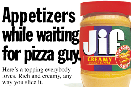 Jif peanut butter college ad – pizza guy