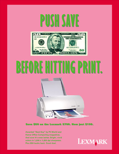 Lexmark printers – magazine ad – rebate