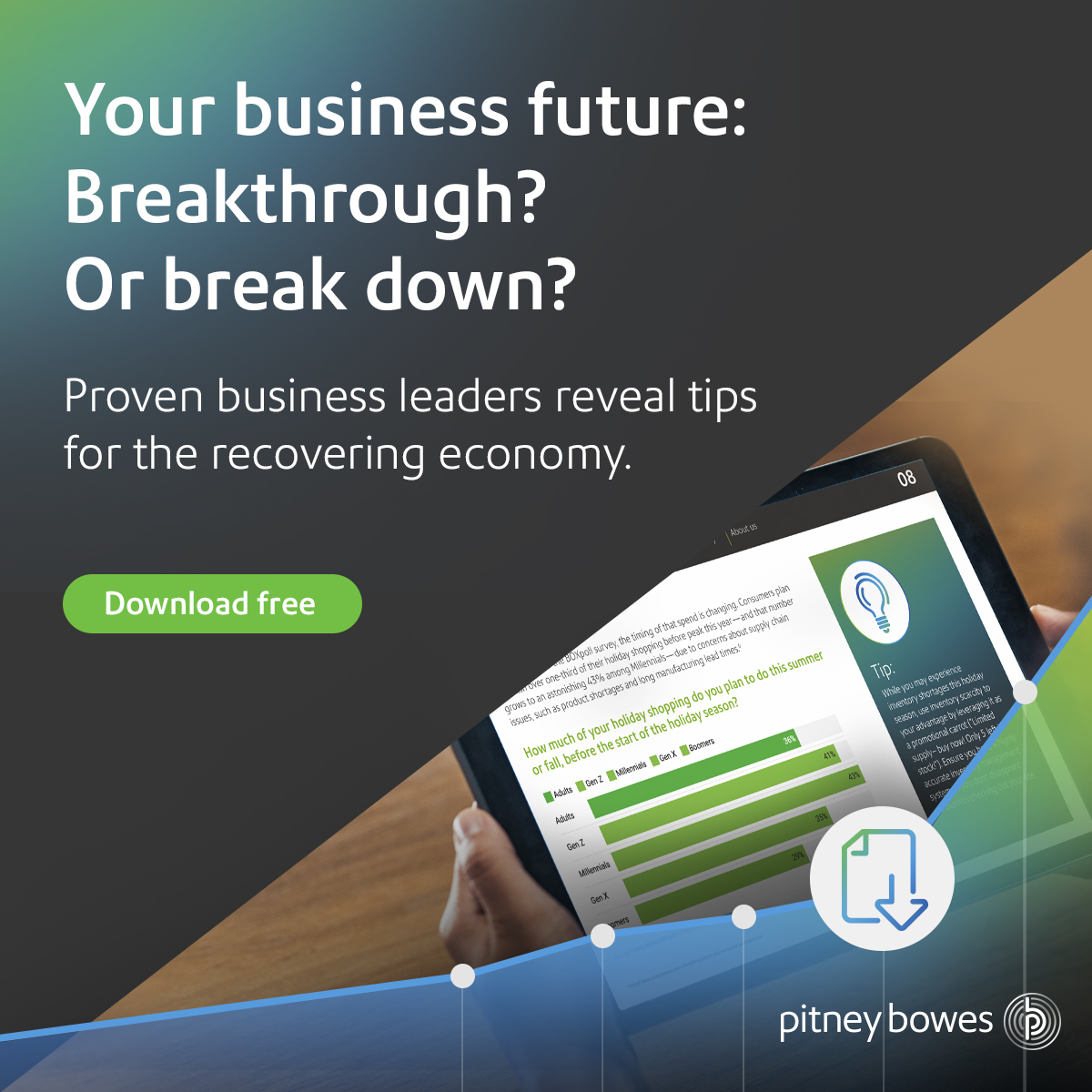 Back to Business campaign for Pitney Bowes Financial Services - social media retarget - Joseph Ehlinger copywriter