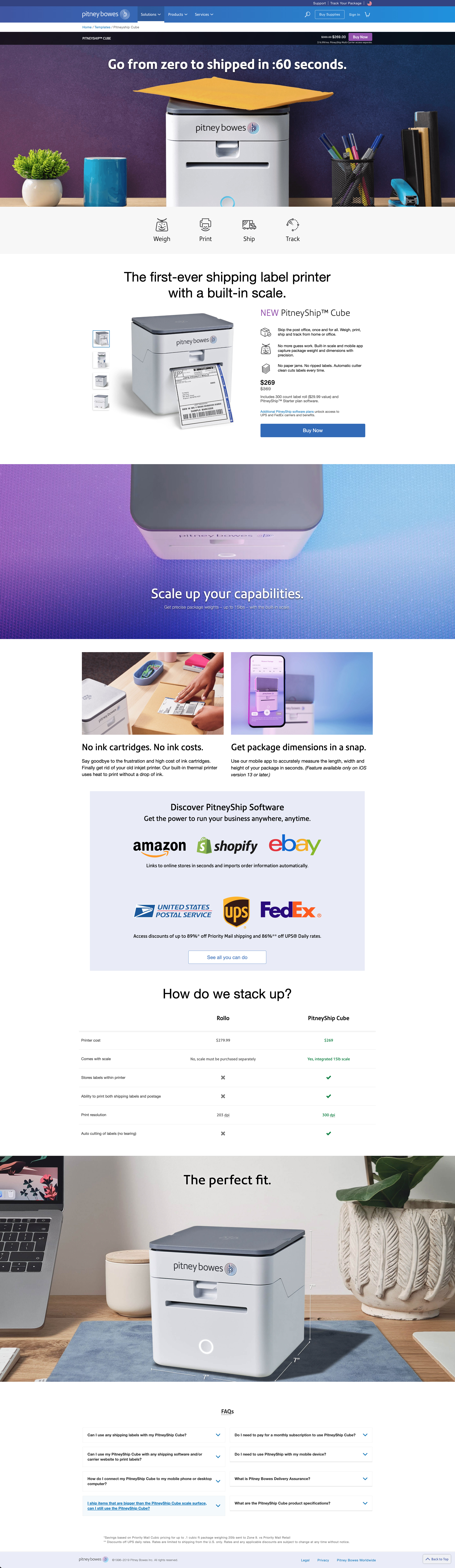 Introduction of the PitneyShip Cube - web product page written by Joseph Ehlinger, copywriter