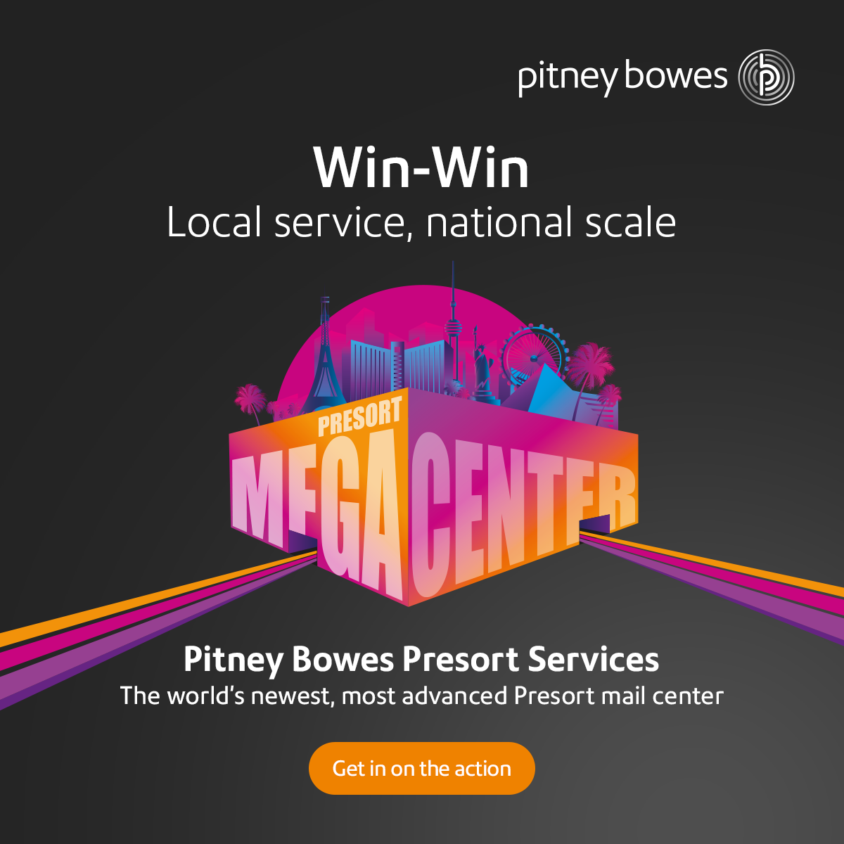 Pitney Bowes Presort Services Las Vegas Mega Center Introductory Campaign - Joseph Ehlinger copywriter