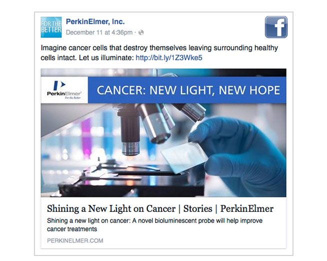 PerkinElmer Facebook post – cancer new light