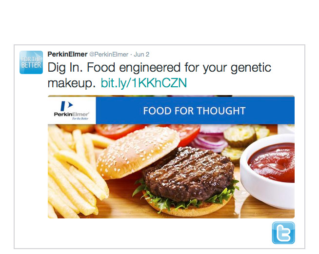 PerkinElmer Twitter post – food engineered for your DNA - Joseph Ehlinger, copywriter