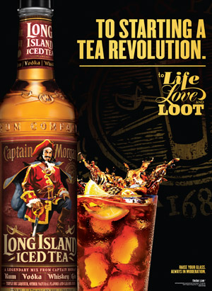Captain Morgan print ad for long Island Iced Tea introduction - Joseph Ehlinger, copywriter