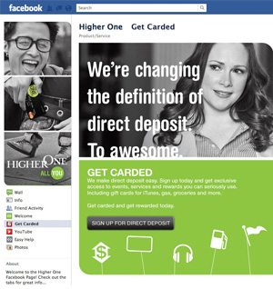 Higher One Financial Services Get Carded Facebook Campaign Online Offer - Joseph Ehlinger copywriter